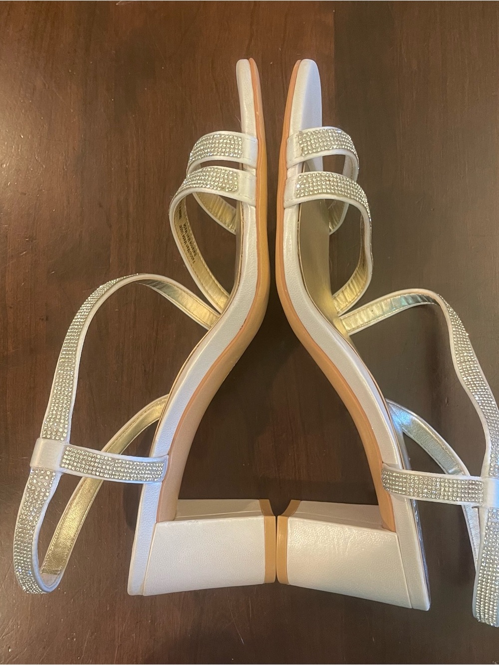 Naturalizer Heel Vanessa Dress Sandals Prom  Strappy Champagne Gold Shoes 9.5 W - Picture 7 of 14
